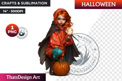 Cute Halloween Witch Clipart, Urban witch PNG,kids halloween Product Image 1