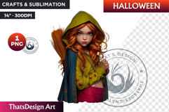 Cute Halloween Witch Clipart, Urban witch PNG,kids halloween Product Image 1