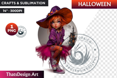 Cute Halloween Witch Clipart, Urban witch PNG,kids halloween Product Image 1
