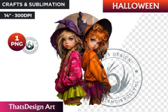 Cute Halloween Witch Clipart, Urban witch PNG,kids halloween Product Image 1