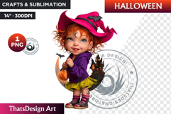 Cute Halloween Witch Clipart, Urban witch PNG,kids halloween Product Image 1