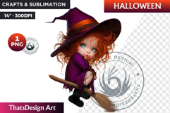 Cute Halloween Witch Clipart, Urban witch PNG,kids halloween Product Image 1
