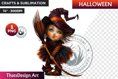 Cute Halloween Witch Clipart, Urban witch PNG,kids halloween Product Image 1