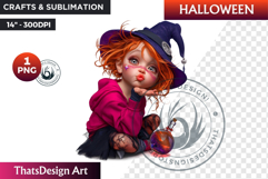 Cute Halloween Witch Clipart, Urban witch PNG,kids halloween Product Image 1