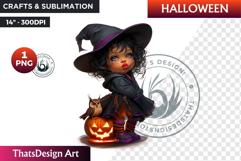 Cute Halloween Witch Clipart, Urban witch PNG,kids halloween Product Image 1