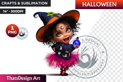 Cute Halloween Witch Clipart, Urban witch PNG,kids halloween Product Image 1