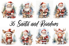 36 Santa Christmas Reindeer Illustration Designs Festive JPG Product Image 1