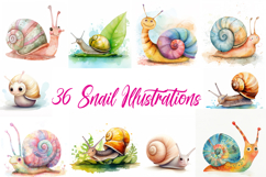 36 Snail Illustration Collection Watercolor JPG Product Image 1