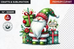 Christmas Gnome Clipart, Gnome png, christmas clipart, gifts Product Image 1
