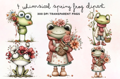 Whimsical Spring Frog Clipart PNG Product Image 1