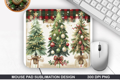Tree Mouse Pad Sublimation Christmas Mouse Pad PNG Design Product Image 1