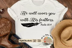 He will cover you with His feathers, faith svg scripture svg Product Image 1