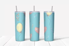 Dino's birthday sublimation design. Skinny tumbler wrap Product Image 2