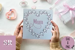 3D Floral Mum heart| Paper cutting | Mother’s Day card SVG. Product Image 3