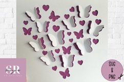 3D Butterfly heart | Paper cutting | pop up butterfly SVG. Product Image 4