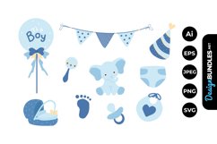 Blue Baby Shower Boy Illustrations Product Image 1