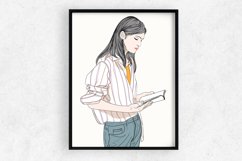 Art Print | Wall art Woman standing and reading a book Product Image 1