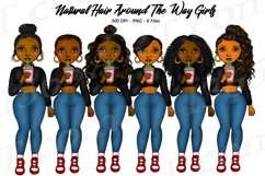 Around the way Girl Tea Black Woman Clipart Natural PNG Product Image 1