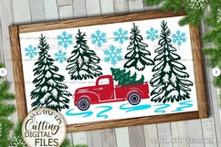 Christmas scene truck sign svg Laser cut template Cricut Product Image 1