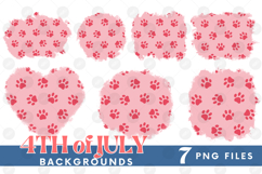 American 4th of July Cat Dog Paw Background Png DTF Bundle Product Image 1