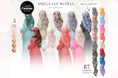 Pregnant Muslim Woman Clipart Portrait Creator Product Image 1