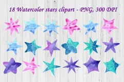 Watercolor stars clipart - 18 PNG files - Galaxy clip art Product Image 2
