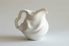White ceramic pitcher standing on white background Product Image 1