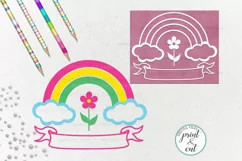 Birthday Rainbow with Ribbon to add name svg dxf to cut file Product Image 1