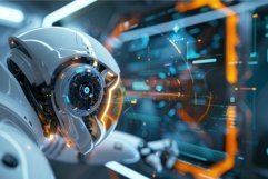 Futuristic robot with advanced interface hud Product Image 1