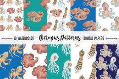 Octopus Under The Sea Watercolor Seamless Patterns Penguin Product Image 1