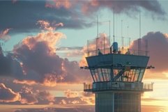 Sunset at the air traffic control tower Product Image 1