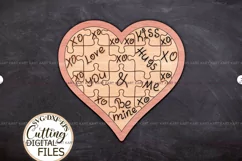 Valentine Heart Puzzle with love words Laser cut files Product Image 1