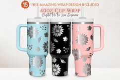 Engraved 40oz Tumbler Wrap Sunflower, Floral Svg, Heart Svg Product Image 1