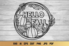 Hello Fall Porch Sign | Pumpkin Porch Sign SVG Design Product Image 1
