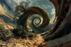 Stunning digital artwork featuring a desert scene with a twi Product Image 1