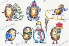 Christmas clipart, hedgehog, watercolor clipart Product Image 4