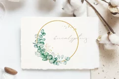 Watercolor Eucalyptus Green Gold Wreath Clipart Product Image 4
