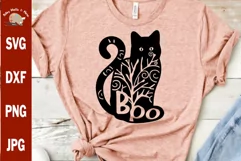 Boo Black Cat svg, Halloween black cat svg cut file, cat svg Product Image 1