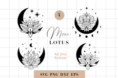Lotus Svg, Floral Moon svg, Lotus flower png and svg Product Image 1