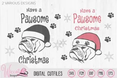 Christmas Bulldog svg, Pawsome santa dog cut file Product Image 2
