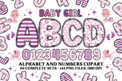 Baby Girl Alphabet, baby girl letters doodle, baby clipart Product Image 1
