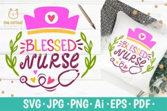 Blessed Nurse SVG, Nurse Floral Monogram SVG, Nurse Tattoo Product Image 1