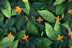 Yellow Flowers and Leaves Background Wallpaper Product Image 1