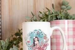 Mermaid Ocean Wreath Sublimation Design, Nautical Clipart Product Image 6