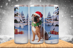 Winter Dog Christmas Snowflake PNG, Icy Tree 20oz Tumbler wr Product Image 1