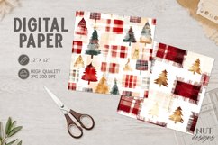 Plaid Christmas Digital Paper festive pattern journal junk Product Image 1