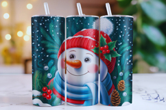Christmas Snowman Tumbler Wrap | Christmas Wrap Product Image 1