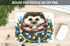 Hedgehog Mouse pad Sublimation - Christmas Animal PNG Design Product Image 1