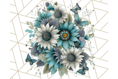 Sunflower and Butterfly PNG Clipart, Bright Jewel Tones Png Product Image 5