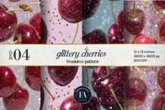 Glitter Coquette Cherry Pattern | Sparkly Glam Texture Paper Product Image 1
